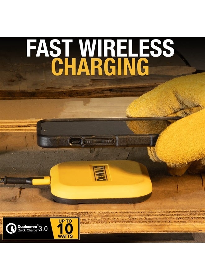 DEWALT Fast Wireless Charging Pad — Type C Cable and AC Adapter Included — 10W Max Qi Wireless Charger iPhone 14/13/12 Samsung Android — Wireless Phone Charger Mat - Image 2