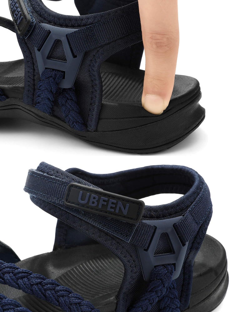 UBFEN Womens Hiking Sandals Walking Outdoor Sports Comfortable Water Sandals with Arch Support Comfortable for Beach Camping Travel Golf Blue Size US 9 - Image 2