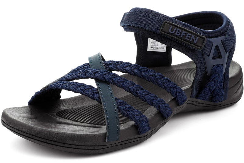 UBFEN Womens Hiking Sandals Walking Outdoor Sports Comfortable Water Sandals with Arch Support Comfortable for Beach Camping Travel Golf Blue Size US 9 - Image 1
