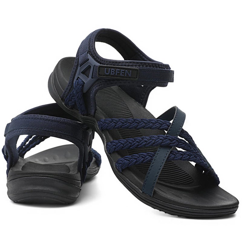 UBFEN Womens Hiking Sandals Walking Outdoor Sports Comfortable Water Sandals with Arch Support Comfortable for Beach Camping Travel Golf Blue Size US 9 - Image 4