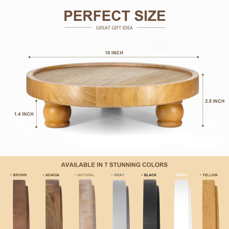 EOSAHR Farmhouse Round Wood Riser â€“ Wooden Tray Pedestal Stand for Bathroom Decor & Kitchen Sink â€“ Decorative Riser Display Stand for Cupcake and Sponge (Light Brown) - Image 2