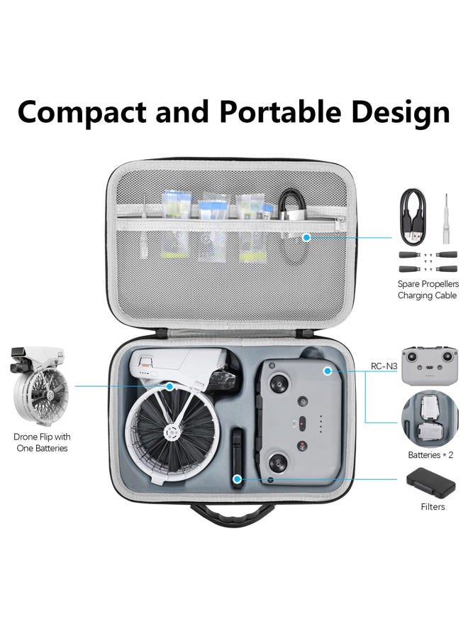 FPVtosky Case for DJI Flip, Portable PU Waterproof Case with Shoulder Strap Bag for DJI FLIP Drone and Battery Accessories (for DJI RC-N3 Controller) - Image 2
