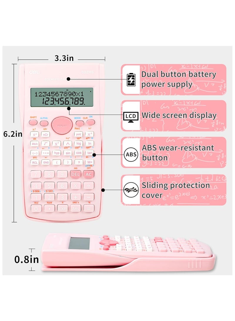 Scientific Calculator, Cute Scientific Math Calculator Function Calculator for Students Algebra Geometry Basic Caculator for Middle and High School Student College School Supplies (Pink)