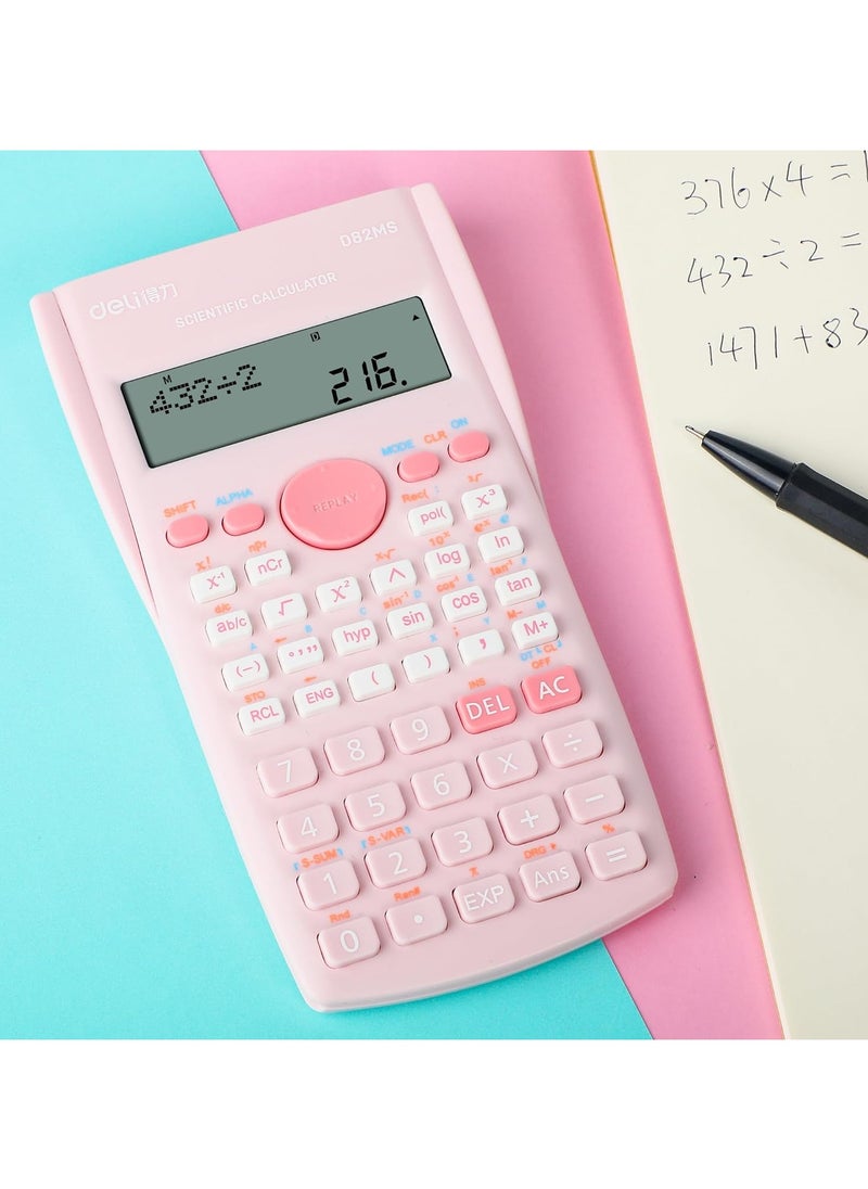 Scientific Calculator, Cute Scientific Math Calculator Function Calculator for Students Algebra Geometry Basic Caculator for Middle and High School Student College School Supplies (Pink)