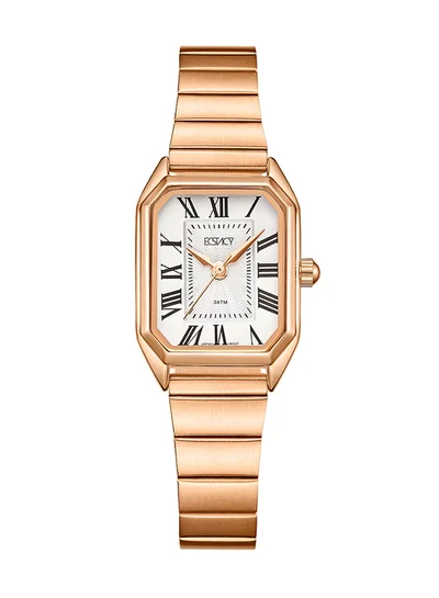 ECSTACY Ecstacy Women's Japan Quartz Movement Watch, Analog Display and Stainless Steel Strap - E22506-RBKW, Rose Gold
