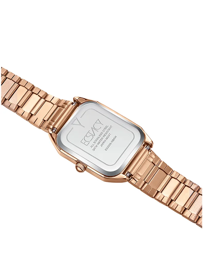 إكستاسي Ecstacy Women's Japan Quartz Movement Watch, Analog Display and Stainless Steel Strap - E22506-RBKW, Rose Gold