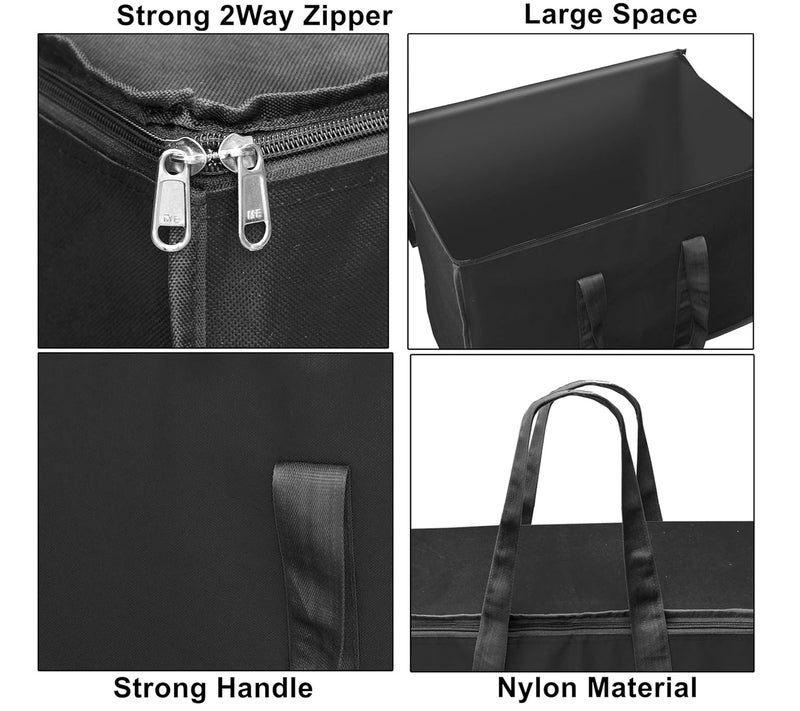 DAHSHA 2 Pack Nylon Moisture Proof MultiPurpose 70 L Large Toys Storage BagBooks MagazineBlanketsClothes Storage Organizer with Zip and Handle RectangularBlack 558x34x368cm - Image 3