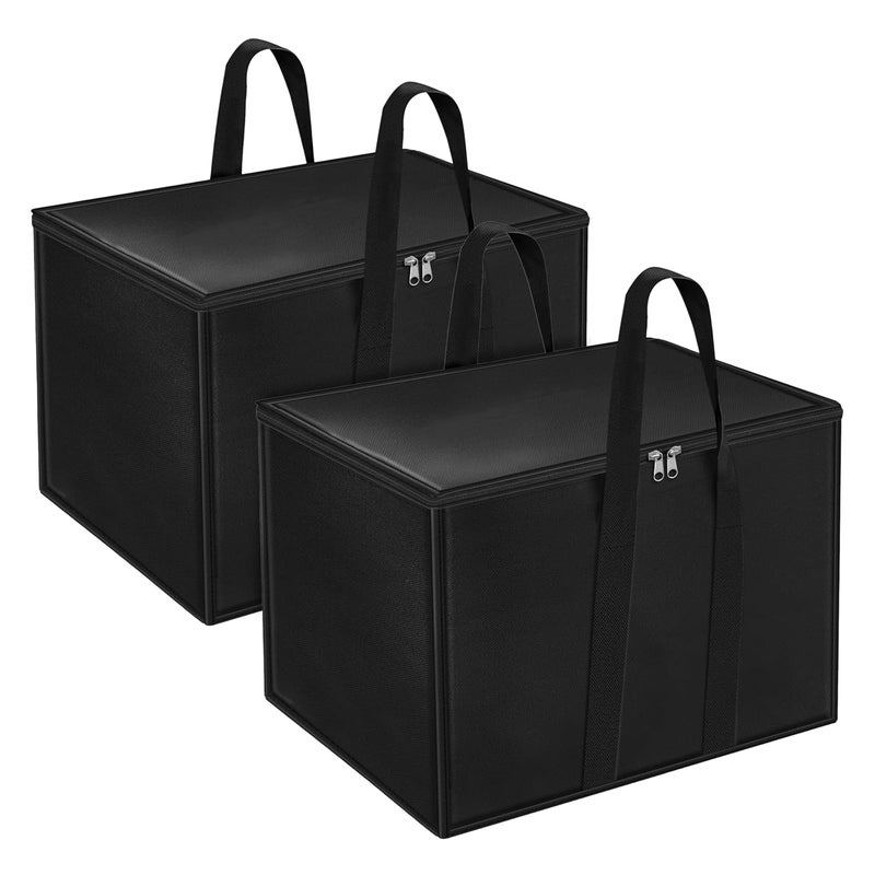 DAHSHA 2 Pack Nylon Moisture Proof MultiPurpose 70 L Large Toys Storage BagBooks MagazineBlanketsClothes Storage Organizer with Zip and Handle RectangularBlack 558x34x368cm - Image 1