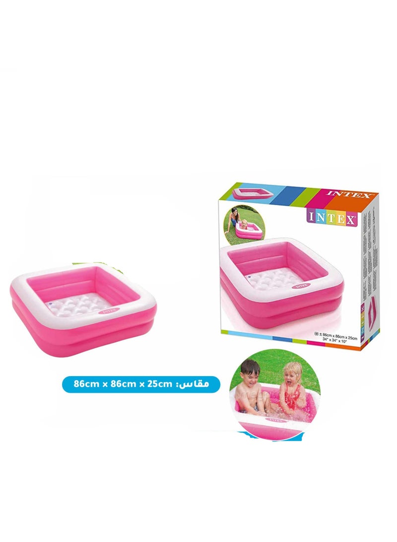 INTEX Heavy Duty PVC Inflatable Square Play Pool Pink 86x86x25cm