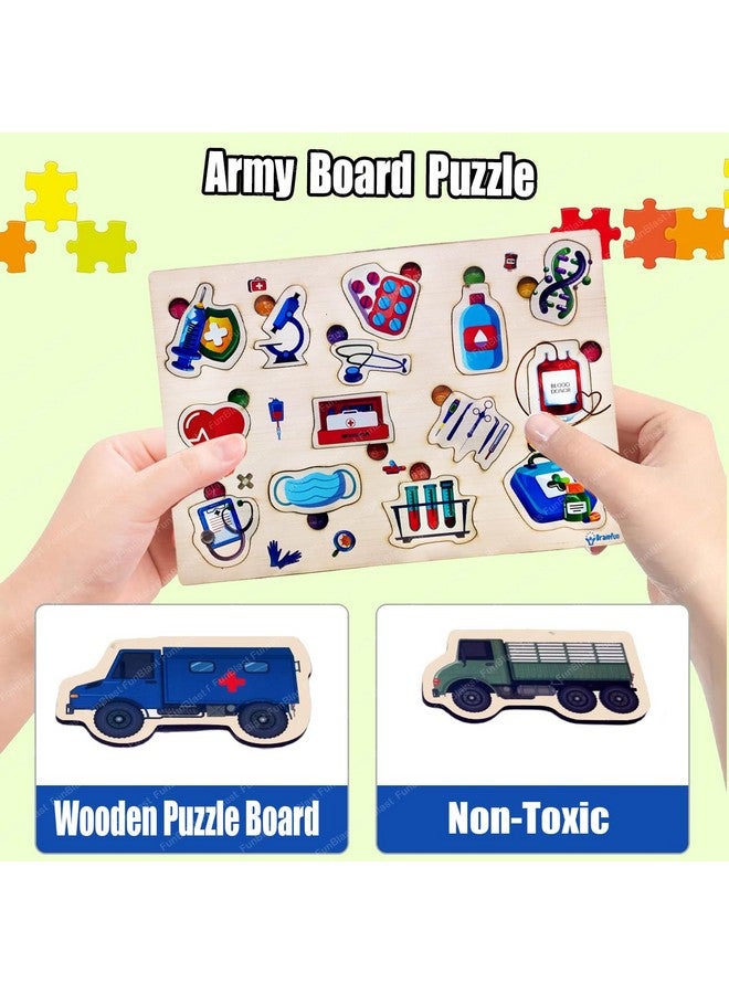 فنبلاست لوحة مركبة عسكرية من فن بلاست للأطفال، لوحة خشبية ملونة، لعبة تعليمية للأطفال، ألغاز خشبية، ألعاب تعليمية للأطفال، أولاد وبنات - Image 4