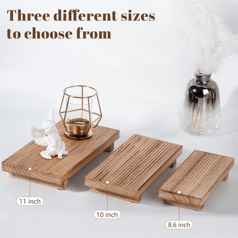 zoocatia Bathroom Tray Farmhouse Decor Pedestal Stand Wood Riser Display Kitchen Accessories Soap Holder for Sink, Counter, Vanity, 8.7 * 3.6 Brown - Image 5