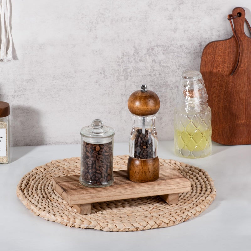 zoocatia Bathroom Tray Farmhouse Decor Pedestal Stand Wood Riser Display Kitchen Accessories Soap Holder for Sink, Counter, Vanity, 8.7 * 3.6 Brown - Image 2