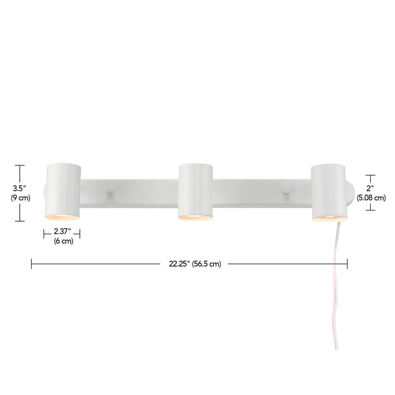 Globe Electric 60024 3-Light Plug-in Track Lighting, Adjustable Heads, Matte White Finish, 22-inch, GU10 Base, 15-Foot Cord with in-Line Switch, Modern Ceiling Light for Apartments and Rentals - Image 4