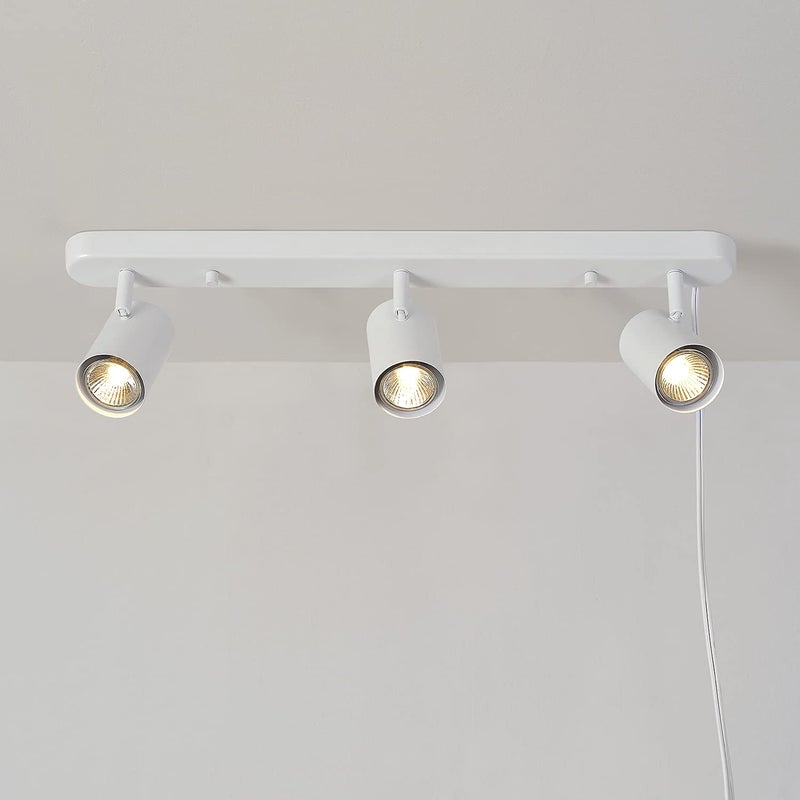 Globe Electric 60024 3-Light Plug-in Track Lighting, Adjustable Heads, Matte White Finish, 22-inch, GU10 Base, 15-Foot Cord with in-Line Switch, Modern Ceiling Light for Apartments and Rentals - Image 5