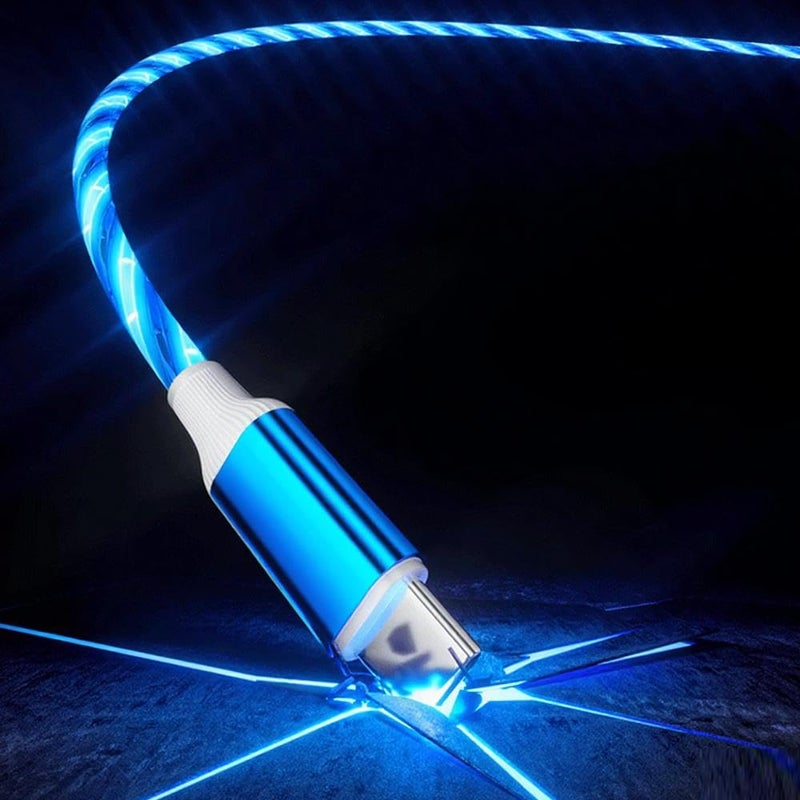 IHAO كابل شاحن IHAO من USB A إلى Type C PD بقوة 60 واط سريع الشحن مع إضاءة LED مرئية باردة متدفقة لجميع أجهزة USB C - 39 بوصة أزرق نجمي - Image 3
