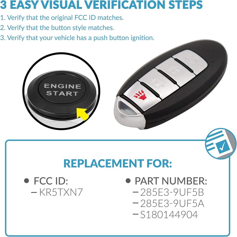 Keyless2Go Replacement 4 Button Proximity Smart Key for Nissan KR5TXN7 285E3-9UF5B - Image 4