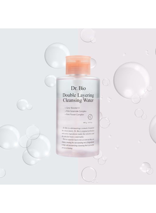 Dr.Bio Dr. Bio Double Layering Cleansing Water (16.9oz/480ml) | Face Cleanser and Makeup Remover, Micellar Cleansing Water for Sensitive Skin, Probiotic Soothing and Hydration, Korean Skin Care, Vegan  - Image 2
