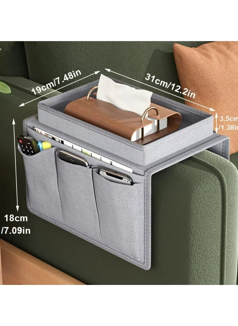 Dominy Sofa Armrest Organizer,Sofa Storage Bag for TV Remote Control Cellphone Storage Living Room Sofa Armrest Organizering Coffee Cup Tissue Organizer Bags  - Image 5