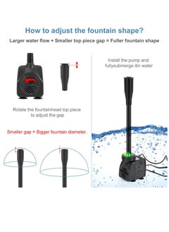 Generic Submersible Pond Fountain Pump with colorful LED Light, 7.2ft Water Pump,Aquarium Pump with 3 Nozzles,Fountains Pump for Small Ponds,Garden, Aquariums, Fish Tanks, Indoor Outdoor Fountain  - Image 4