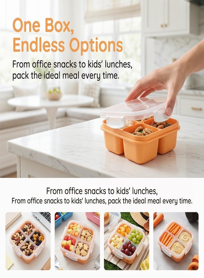 EONJOE 4-pack Small Snackle Box Container Dishwasher Safe Bpa Free 4 Compartments Snack Containers for Travel Road Trip Kids School Adult Work - Image 4