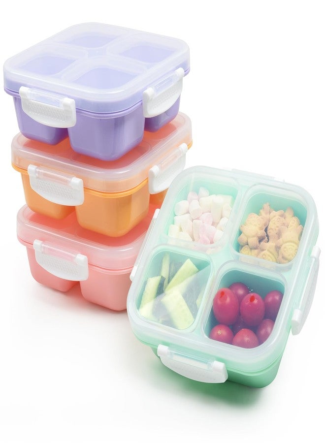 EONJOE 4-pack Small Snackle Box Container Dishwasher Safe Bpa Free 4 Compartments Snack Containers for Travel Road Trip Kids School Adult Work - Image 1