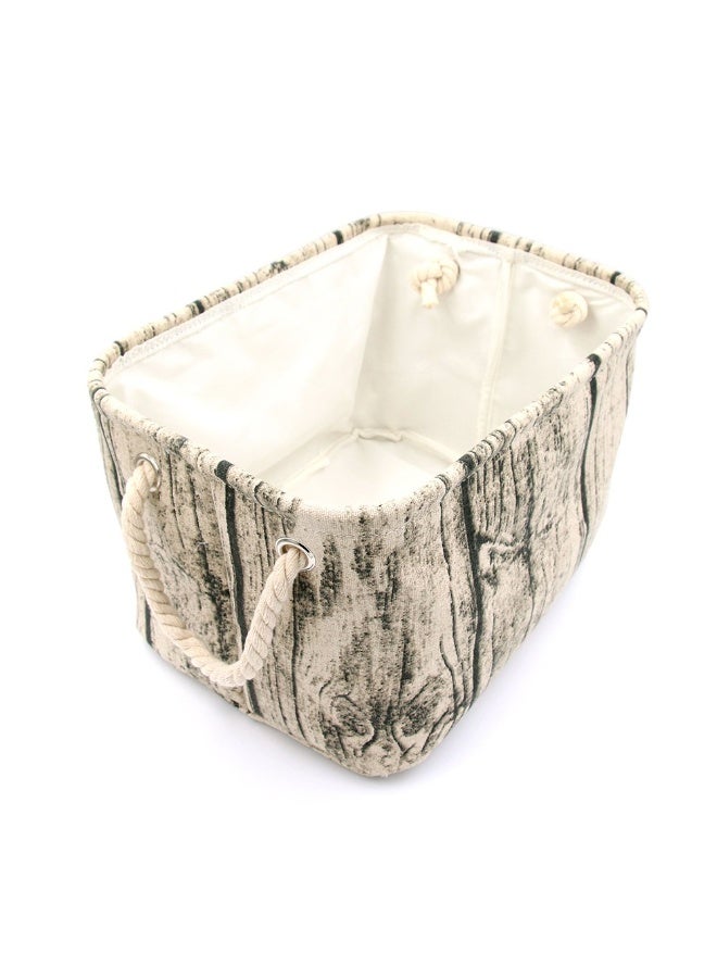 جيكون أنيق جذع شجرة تصميم الخشب الحبوب مستطيلة سلة التخزين قابل للغسل نسيج القطن الحضانة تعوق مع مقابض حبل ، ديكور ومريحة لغرف الأطفال (متوسطة) - Image 3