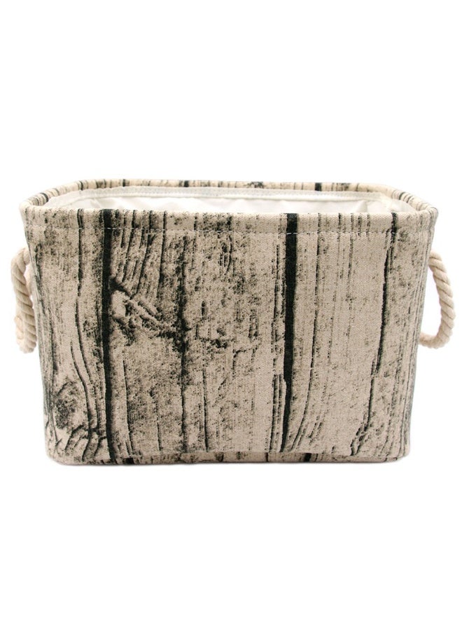 جيكون أنيق جذع شجرة تصميم الخشب الحبوب مستطيلة سلة التخزين قابل للغسل نسيج القطن الحضانة تعوق مع مقابض حبل ، ديكور ومريحة لغرف الأطفال (متوسطة) - Image 1