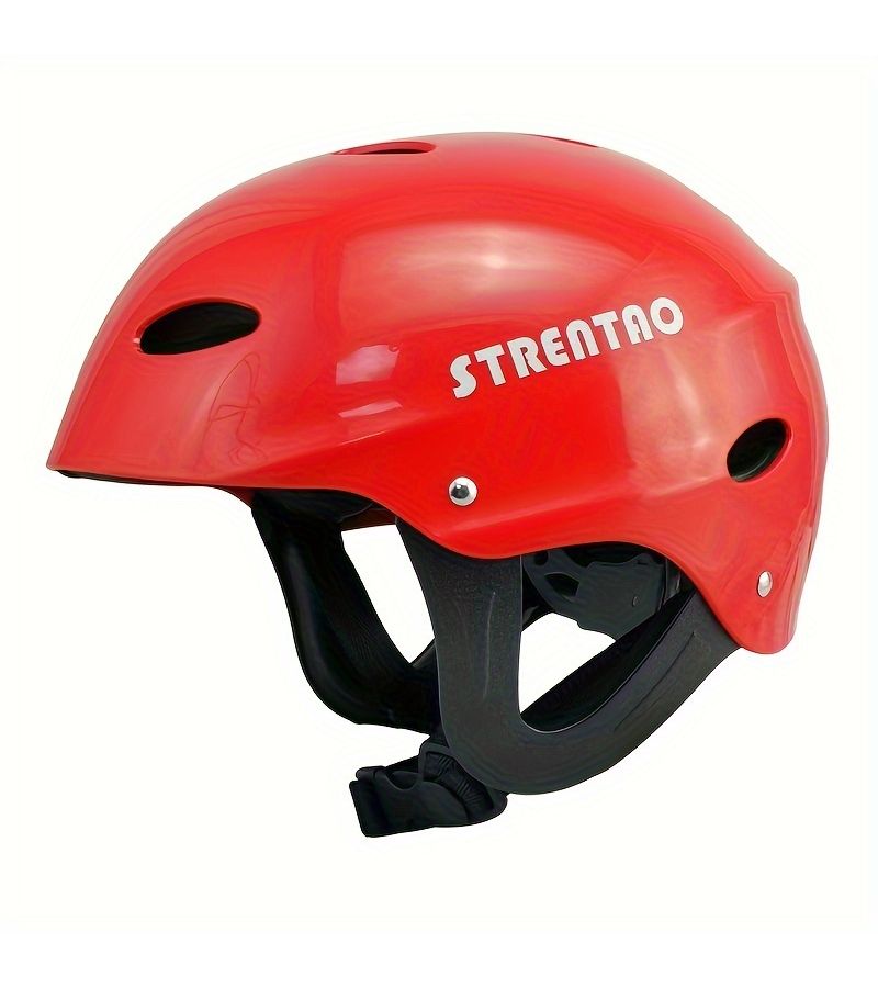 Red Adjustable Water Sports Safety Helmet For Kayaking Canoeing And Rowing - Image 4
