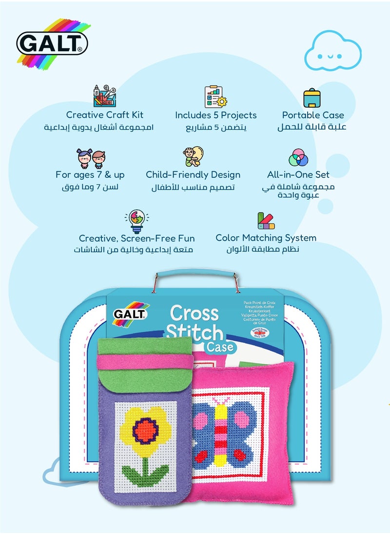 Galt Toys - Cross Stitch Case for Kids | 5 Colorful Projects | All-in-One Arts & Crafts Kit | DIY Needlework Fun | Includes Accessories | Ages 7+ | 15.1 x 5 x 19.98 CM - Image 1