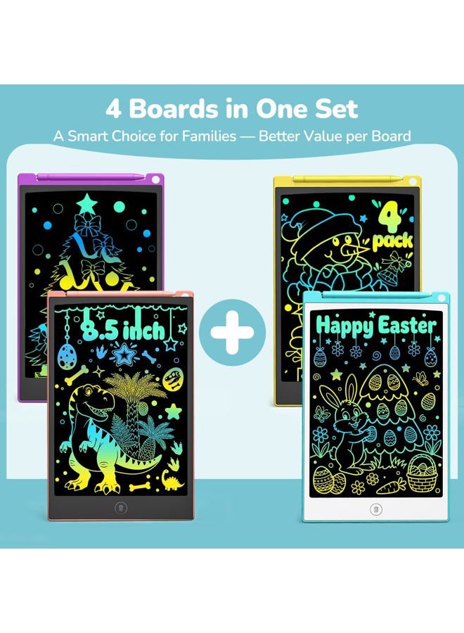 TECJOE 4 Pack LCD Writing Tablet, 8.5 Inch Colorful Drawing Board, Kids Travel Games Activity Learning Toys, Birthday Gifts for 3-8 Year Old Boys Girls Toddlers Preschooler - Image 2