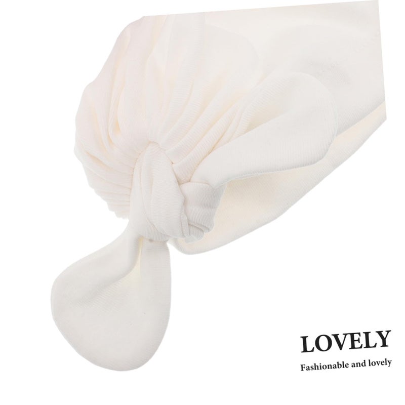 2 Pcs Soft Cotton Turban Headwraps For Baby Girls Newborns Toddlers Bow Knot Beanies Suitable For Daily Wear Nursery And Outdoor - Image 4