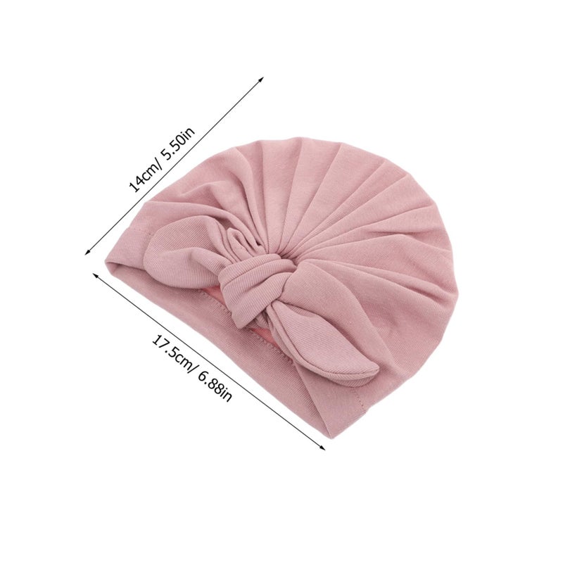 2 Pcs Soft Cotton Turban Headwraps For Baby Girls Newborns Toddlers Bow Knot Beanies Suitable For Daily Wear Nursery And Outdoor - Image 3