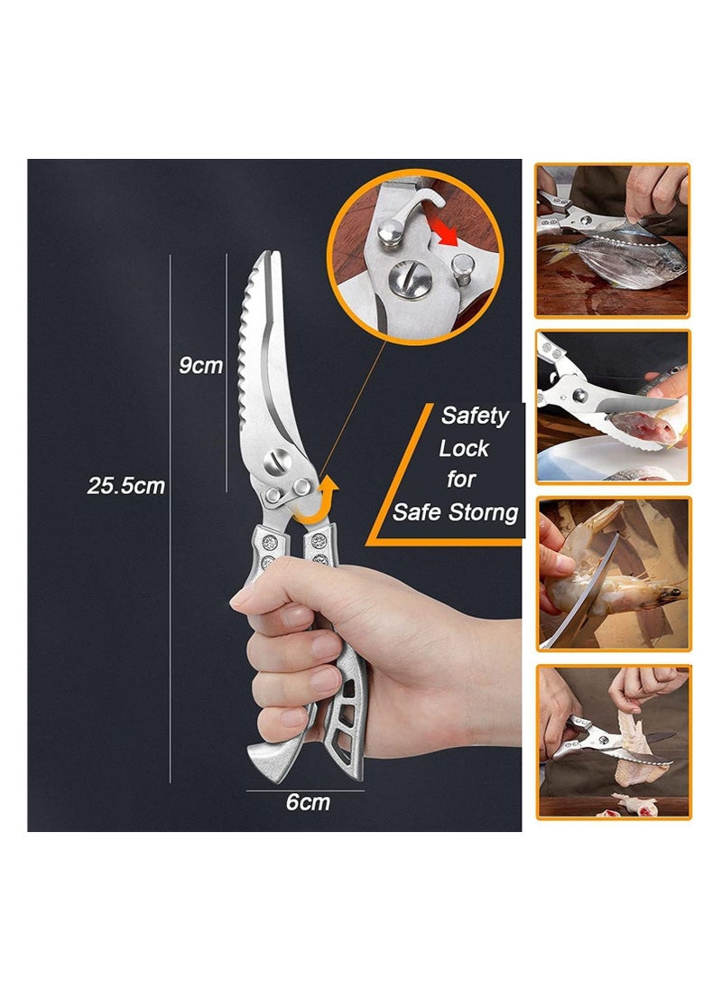 Bukela Kitchen Scissors, Heavy-duty Stainless Steel Poultry Shears Sharp Bone Shears Multi-purpose Food Scissors with Safety Lock Suitable for Bones, Poultry, Meat, Fish, Food, Seafood, Barbecue, Etc.  - Image 5