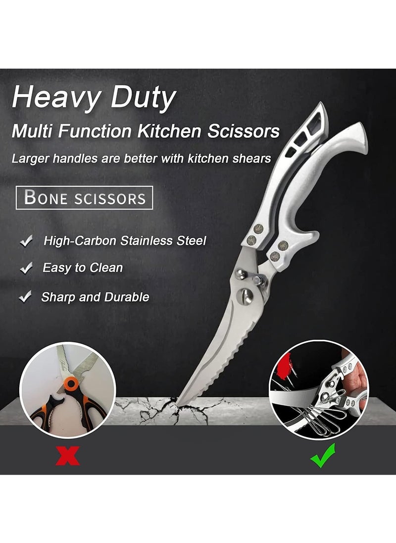 Bukela Kitchen Scissors, Heavy-duty Stainless Steel Poultry Shears Sharp Bone Shears Multi-purpose Food Scissors with Safety Lock Suitable for Bones, Poultry, Meat, Fish, Food, Seafood, Barbecue, Etc.  - Image 4