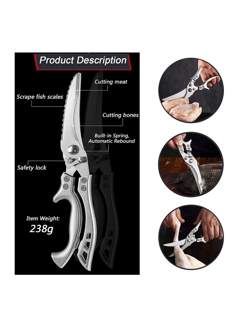 Bukela - Kitchen Scissors, Heavy-duty Stainless Steel Poultry Shears Sharp Bone Shears Multi-purpose Food Scissors with Safety Lock Suitable for Bones, Poultry, Meat, Fish, Food, Seafood, Barbecue, Etc. - Image 1