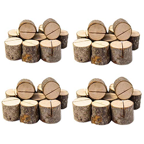 Senover Rustic Wood Table Numbers Holder Wood Place Card Holder Party Wedding Table Name Card Holder Memo Note Card (40pcs) - Image 1