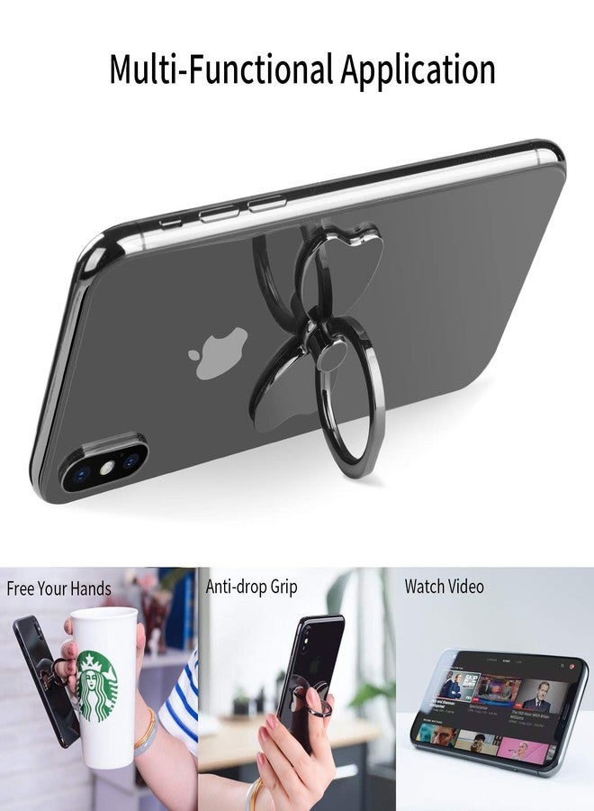 PZOZ Metal Cell Phone Finger Ring Stability Holder Back Stand Collapsible Hand Grip Knob Loop Car Mount Hook Kickstand 360 for iPhone Samsung Galaxy Mobile Cute Accessories (Black) - Image 4