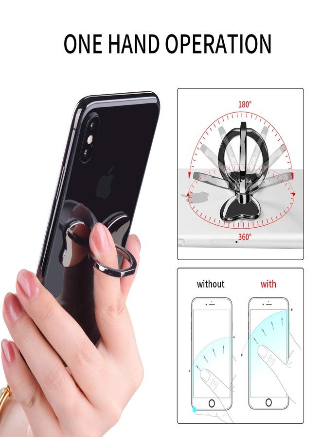 PZOZ Metal Cell Phone Finger Ring Stability Holder Back Stand Collapsible Hand Grip Knob Loop Car Mount Hook Kickstand 360 for iPhone Samsung Galaxy Mobile Cute Accessories (Black) - Image 3