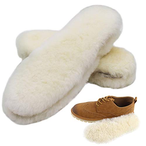 Bacophy 2 Pairs Genuine Thick Sheepskin Fleece Insoles for Women, Premium Warm Fluffy Wool Replacement Cozy Breathable Inner Soles for Shoes Boots Slippers Women Size 6 - Image 1