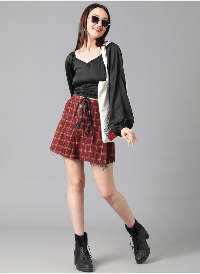 Kotty Solid Ruched Satin Full Sleeves Top by Styli  - Image 3