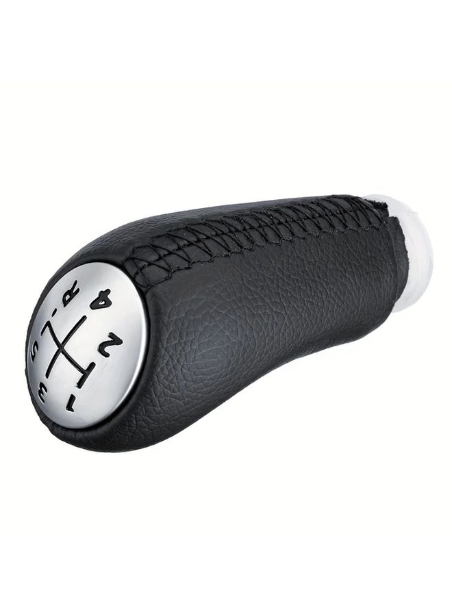 Premium PU Leather 5 Speed Gear Shift Knob 1pc For Renault Car Chrome Black Stitching Sporty Interior Upgrade Durable Rubber Cover Easy Installation - Image 3