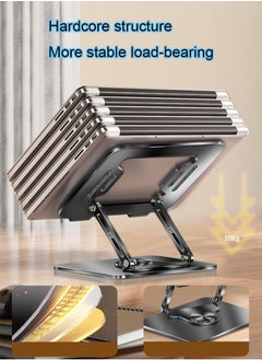 MissTiara Adjustable Computer Stand with 360 Rotating Base, Ergonimic Foldable Laptop Riser for Desk Compatible with MacBook Pro Air Notebook up to 16 Inches, Silver  - Image 3