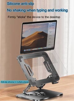 MissTiara Adjustable Computer Stand with 360 Rotating Base, Ergonimic Foldable Laptop Riser for Desk Compatible with MacBook Pro Air Notebook up to 16 Inches, Silver  - Image 5