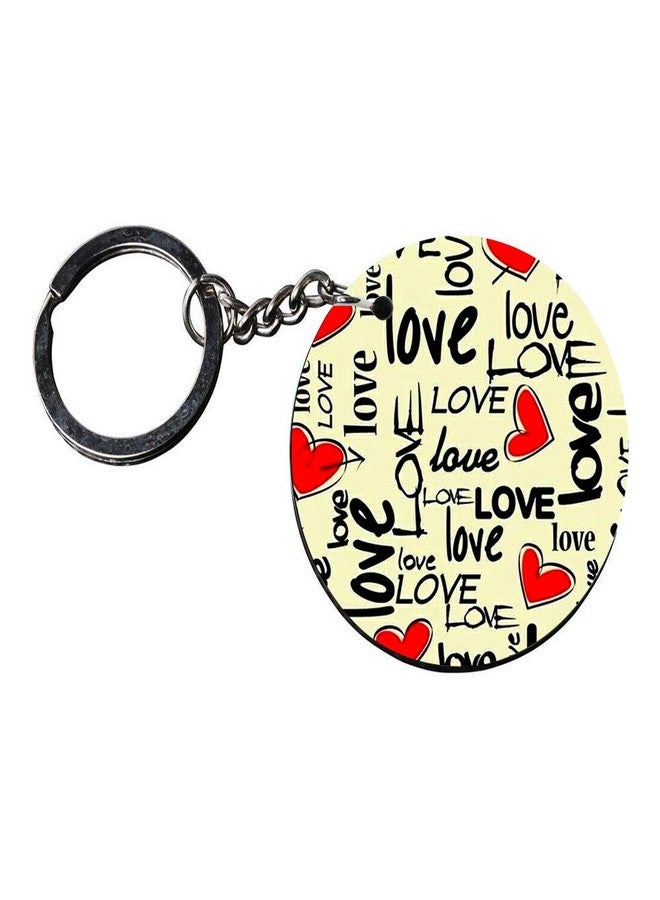 Anuman007 | love keychain | n keychain for girls Printed Wooden Keychains | Circle Shape Set of 2 keyrings 2x2 inch - Image 3