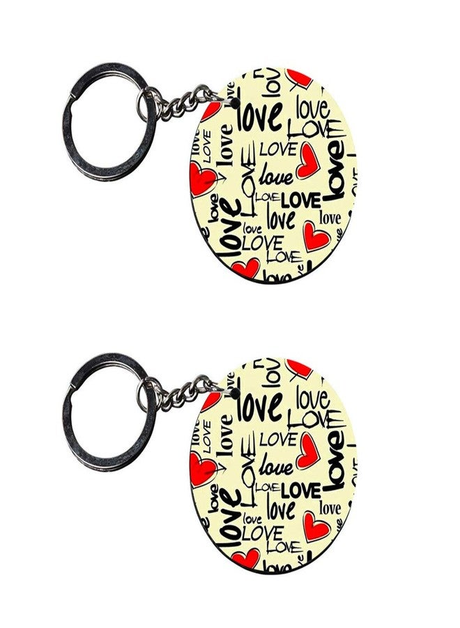 Anuman007 | love keychain | n keychain for girls Printed Wooden Keychains | Circle Shape Set of 2 keyrings 2x2 inch - Image 2