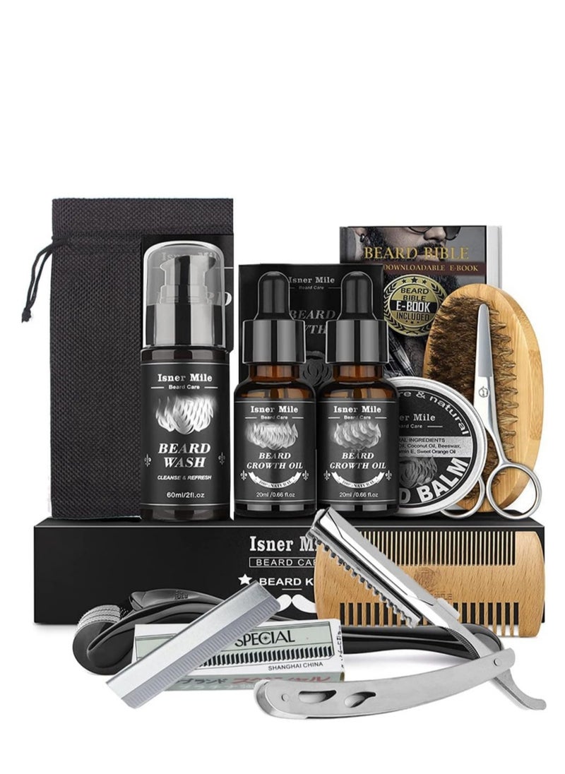 DMG TECH 10 in 1 Beard Growth Kit - Roller, Serum Oil , Balm and Comb, Stimulate Beard and Hair Growth - Gifts for Men Dad Him Boyfriend Husband Brother  - Image 1