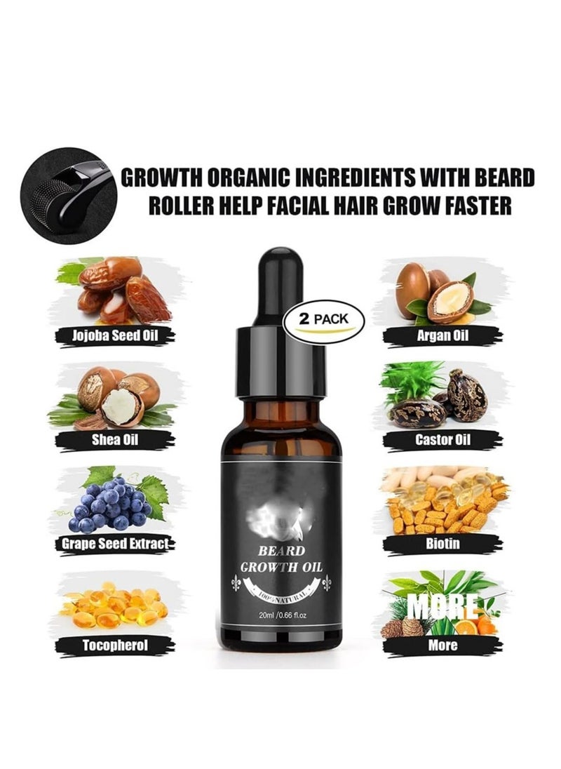 DMG TECH 10 in 1 Beard Growth Kit - Roller, Serum Oil , Balm and Comb, Stimulate Beard and Hair Growth - Gifts for Men Dad Him Boyfriend Husband Brother  - Image 3