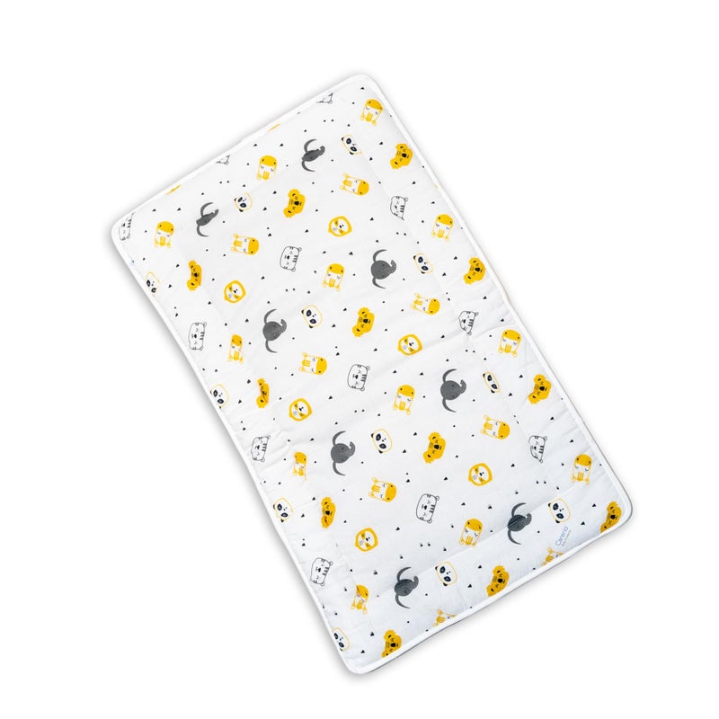 Carerio Newborn Baby Godadi, Soft Mulmul Cotton Baby Bed, Godadi, Crib Sheet, Cartoon Mat Bedding, Multicolor (Large, Sleepy Safari (02)) - Image 1