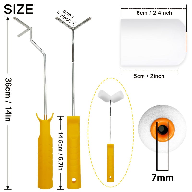 2 Inch Mini Roller Set with 6 Foam Roller Hearts and Rod for Home Corner Painting - Image 3