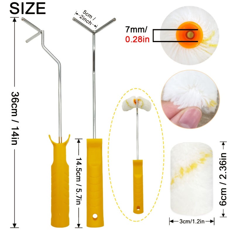 2 Inch Mini Roller Set with 6 Foam Roller Hearts and Rod for Home Corner Painting - Image 4